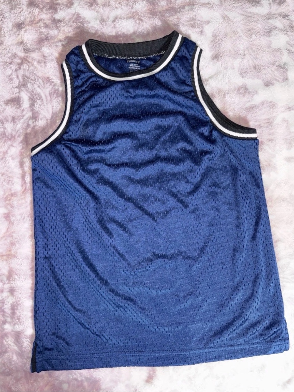 Cookies Navy Mesh Tank with Black & White Rib Trim